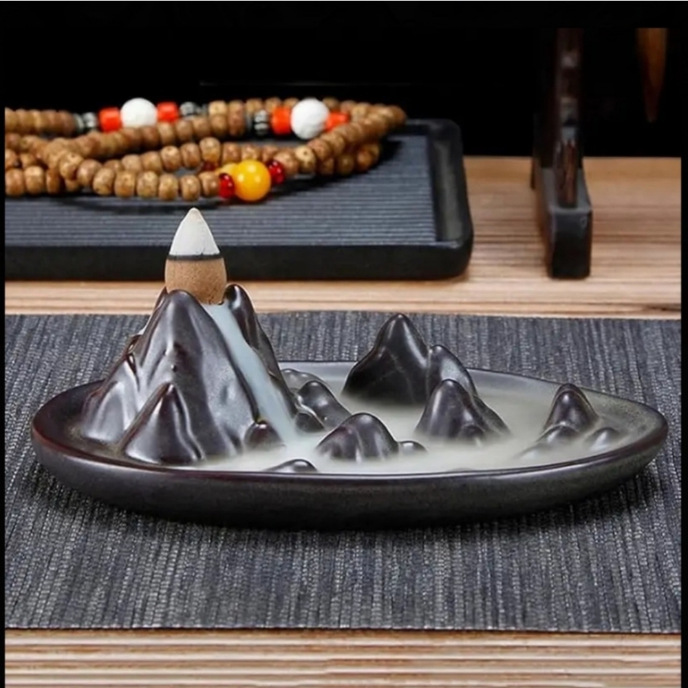Elegant Black Mountain Incense Holder